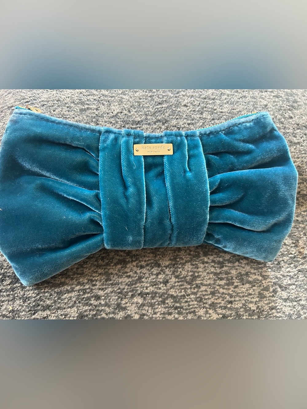 kate spade new york Rosalie Small Velvet zipper Clutch in Peacock